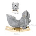 Qaba Baby Koala Design Rocking Horse - Grey-Features an easy-grip front handlebar, footrests, and seat belt for safety 