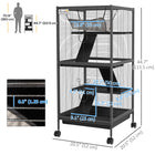 PawHut 45" H 4-Tier Small Pet Cage - Charcoal Grey-Each platform has round holes connected with ramps 