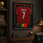 Frameworth Official FIFA World Cup 2026 Portugal Cristiano Ronaldo Framed Replica Jersey - 25.75" x 33.75"-Finished size 25.75" x 33.75", a vertical display sized for living rooms, offices, fan caves and sports rooms.