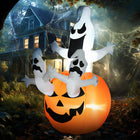 HOMCOM 6' Inflatable Pumpkin Jack-O-Lantern Ghosts Halloween Decoration-LED lights create a spooky, eerie, and eye-catching effect 