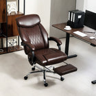 HOMCOM 6 Point Massage Office Chair with Remote - Dark Brown-Reclines up to 135° with a retractable footrest for restful naps