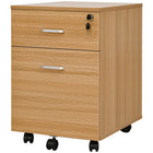 Vinsetto Locking 2-Drawer Rolling Letter/A4 Filing Cabinet with Wheels - Natural-Tabletop can hold printers, scanners or display person items
