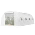 Outsunny Walk-in Tunnel Greenhouse with 2 Support Rods - 20' x 10' x 7' - White- Two detachable and removable support rods ensure reinforced stability
 