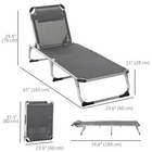 Outsunny Folding Lounge Chair with Headrest and Adjustable Backrest - Grey-Soft padding ensures a comfortable sitting experience