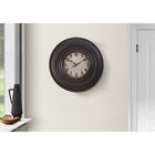 Monarch Specialties Clocks 20" Round Wall Clock - Antique Brown-Features accurate timekeeping with a reliable quartz movement and a non-ticking mechanism for peaceful environments