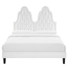 Modway Alexandria Tufted Performance Velvet Twin Platform Bed with Black Wood Legs - White-8