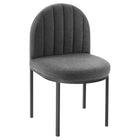 Modway Isla Upholstered Fabric Dining Side Chair - Black/Charcoal - 2 Pack-Matte Black Stainless Steel Base