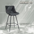 HOMCOM 27" Counter Height PU Leather Bar Stools - Black - 2 Pack-Waterproof PU leather surface simply wipes clean, simplifying your daily chores
