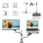 ShoppingAll Dual Monitor and Laptop Gas Spring Arm for 15-32" Monitors and 10-17" Laptops - White-Dimensions: 17.7"L x 12.6"W x 7.7"H
