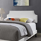 Modway Corene Vinyl Full Platform Bed with Round Splayed Legs - White-Center Rail with Support Two Legs