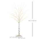 HOMCOM 5' Artificial Birch Tree with 96 Warm White LED Lights - White-Bendable branches enable freestyle tree shaping 