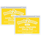 Ready 2 Learn Jumbo Washable Stamp Pad - Yellow - 6.2" L x 4.1" W - 2 Pack-Mess-Free Art Time: The ink in this stamp pad washes off skin with soap and water, which makes clean-up quick and easy.