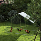 PawHut Metal Walk-in Chicken Run with Cover - 118.1" W x 66.9" D x 74.8" H-Galvanized steel tubing ensures a solid structure 