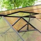 Outsunny 6' x 8' x 6.4' Polycarbonate Greenhouse - Charcoal Grey- An opening rooftop vent ensures excellent ventilation for your unit  
 