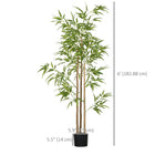 HOMCOM 6' Artificial Bamboo Tree for Indoor Home Decor - Green - 2 Pack-PE moss and cement soil are included, making them more stable and real 