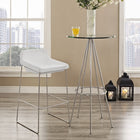 Modway Garner Bar Stool - White-Chrome plated steel frame