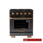 Kucht 30" KEG Series Pro Style Gas Range - Gemstone -The four-burner gas range includes two 15 000 BTU high-output burners and two 9 000 BTU burners
