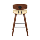 Armen Living Fox 25.5" Counter Height Mid-Century Modern Bar Stool in Cream Faux Leather & Walnut Wood-6