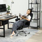 Vinsetto Swivel Computer Desk Chair with Footrest - Black-All over thick padded foam wrapped in breathable mesh fabric