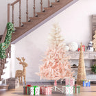 HOMCOM 6' Artificial Christmas Tree with Realistic Tips - Pink-Realistic PVC branches give a full and lush look to the tree 