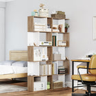 HOMCOM 5-Tier Geometric Bookshelf for Home Office and Living Room - White-Back is equipped with anti-falling hardware