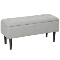 HOMCOM Storage Ottoman with Wooden Legs and 57L Capacity - Grey-Multifunctional indoor decor, can be used as a shoe stool, bed end bench, or entryway bench