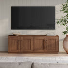 Hudson&Canal Tillman Rectangular TV Stand for TV's up to 75" - Satin Walnut-Constructed of sturdy MDF materials in a handcrafted Satin Walnut finish
