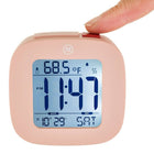 Marathon Compact Alarm Clock with Temperature and Date - Pink (CL030058PI)-Digital desktop/alarm clock with snooze function displays time, calendar and indoor temperature.