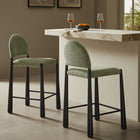 Modway Hayley Upholstered Fabric Counter Stools 2-Piece Set - Black/Leaf-OEKO-TEX® STANDARD 100 Certified Upholstery