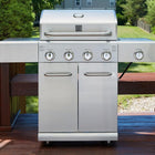 Kenmore 4 Burner Gas Grill with Searing Side Burner - Stainless Steel-1 Searing Side Burner - Rectangular Ceramic - 12,000 BTU.
