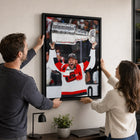 Frameworth Taylor Hall 20" H x 29" W Framed Canvas Carolina Hurricanes 2026 Stanley Cup Champions Framed Canvas - Officially Licensed NHL/NHLPA-Product-type accurate build: Open-faced canvas presentation leaves the textured canvas surface visible without glass or acrylic glazing