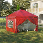 Outsunny 10 ft W x 10 ft L Pop Up Canopy Tent - Instant Sun Shelter - Red-Durable Oxford cover with silver coating blocks most harmful rays