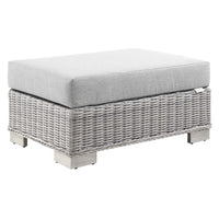 Modway Conway Outdoor Patio Wicker Rattan Ottoman - Light Grey-Outdoor Patio Ottoman