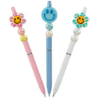 Merangue Smiley Face Pen - 1.0mm - Black-Ballpoint pen with smiley face topper