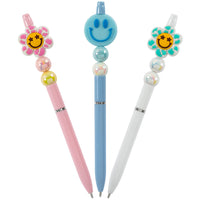 Merangue Smiley Face Pen - 1.0mm - Black-Ballpoint pen with smiley face topper