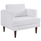 Modway Agile Upholstered Fabric Armchair - White-Walnut-Stained Wood Legs