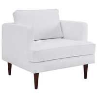 Modway Agile Upholstered Fabric Armchair - White-Walnut-Stained Wood Legs