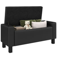 HOMCOM Faux Leather Padded Storage Ottoman - Black-2 in 1 piece, a storage ottoman and with padded top for used as an additional seat  