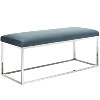 Modway Anticipate Performance Velvet Bench - Sea Blue-Modern Bed Or Living Room Bench