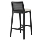 Modway Monarch Wood and Rattan Bar Stool - Black Black Heathered Weave Ivory-Arrives Fully Assembled