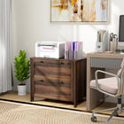 HOMCOM Lateral File Cabinet for Home Office - Brown-Tabletop can hold printers, scanners or display person items