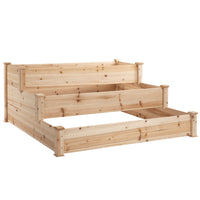 Outsunny 3-Tier Raised Garden Bed - 49" L x 49" W x 22" H - Natural-Large capacity to meet a variety of decorative needs 