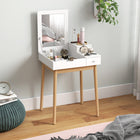 HOMCOM Makeup Vanity Desk with Flip Top Mirror - 23.6" L x 19.7" W x 33.7" H - White-Includes a large compartment for essential makeup accessories 