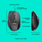 Logitech Marathon M705 Wireless Mouse - Black-System Requirements: Windows 10, 11 or later, macOS 10.5 or later
