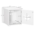 PawHut Cat Litter Box Enclosure End Table - White-Magnetic door with handle 
