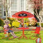 Outsunny Kids Folding Picnic Table & Chair Set with Sun Umbrella - Red-2 Chairs for social play and interaction   