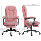 Vinsetto 7-Point Vibrating Reclining Massage Office Chair with Footrest and Swivel Wheels - Pink-Retractable footrest so you can prop your feet up while you lay back
