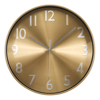 Monarch Specialties 9112 12" Round Wall Clock - Gold Face/Gold Frame-Amp up your home decor with this stunning 12" round wall clock featuring a sophisticated metallic gold face and matching gold frame, perfect for modern interiors