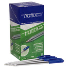 Tratto Ballpoint Pens - Medium - Blue - 50 Pack-Transparent barrel