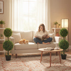 HOMCOM 3' Artificial Boxwood Topiary Trees - Green - 2 Pack-Material: PE, PP, Cement 